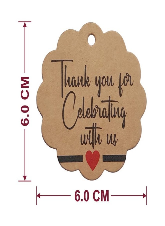 TOWNBUS Thank You for Celebrating with us Craft Brown Hang Tags with String for Party & Celebration | Return Gift Kraft Tags with Jute Rope | Thread | D1-50 Nos - Image 3